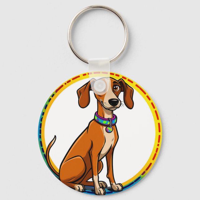 Chaveiro 🐶 Cachorro Divertido em Moldura Circular para Uso (Frente)