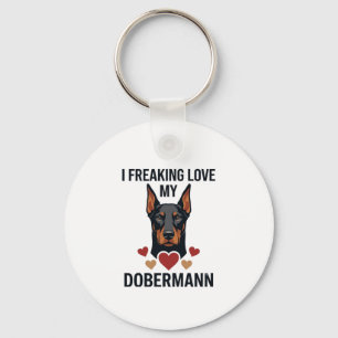 Chaveiro Cachorro Dobermann Adorando Corações Vermelhos_1