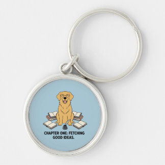 Chaveiro Cachorro Dourado Bibliófilo Acessório Azul Prata