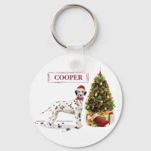 Chaveiro Cachorro e Árvore Dalmacianos de Natal Engraçado