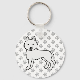 Chaveiro Cachorro e patas de desenho branco-siberiano