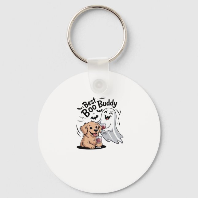 Chaveiro Cachorro e vinho de bebendo fantasma. T-Shirt Clás (Frente)