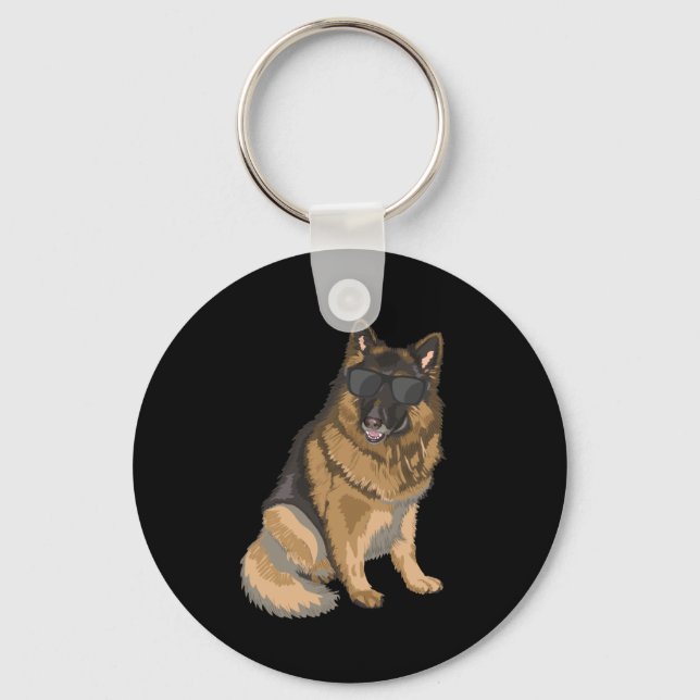 Chaveiro Cachorro Engraçado Com german shepherd Com Óculos  (Frente)