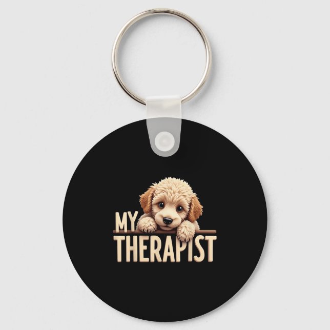 Chaveiro Cachorro Engraçado Meu Terapeuta Poodle  (Frente)