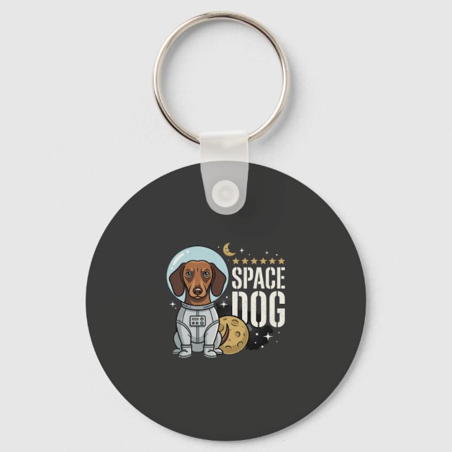 Chaveiro Cachorro Espacial Astronauta Dachshund Vetor (Frente)