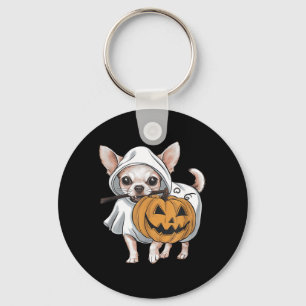 Chaveiro Cachorro Fantasma de Chihuahua no Halloween