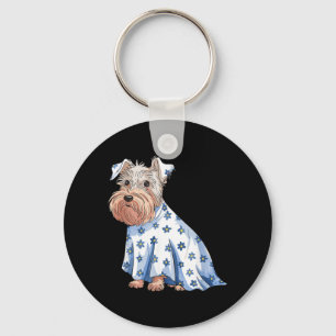Chaveiro Cachorro Fantasma de Halloween Com Flores Engraçad