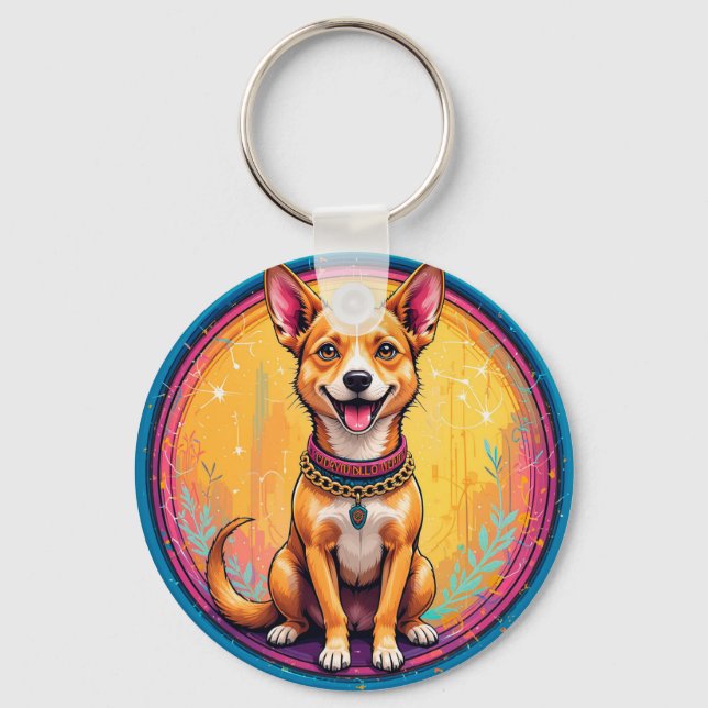 Chaveiro 🐶 Cachorro Feliz Com Coleira Colorida Para Todos  (Frente)