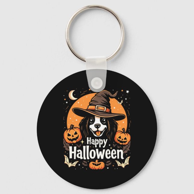 Chaveiro Cachorro Feliz Halloween Manga Longa (Frente)