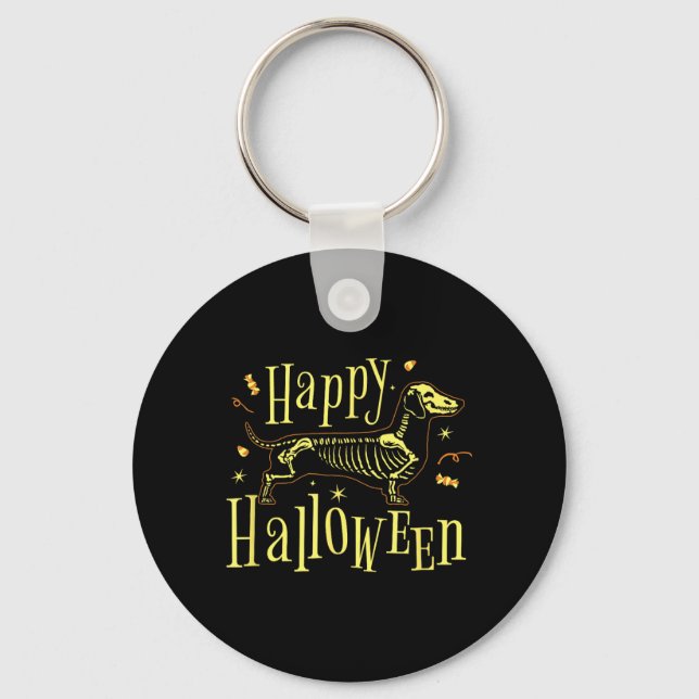 Chaveiro Cachorro Feliz no Halloween - Halloween Divertido (Frente)