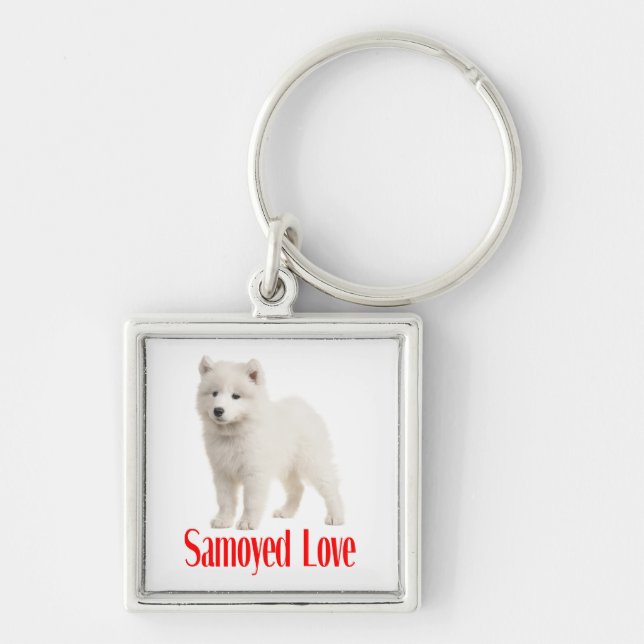 Chaveiro Cachorro Filhote Samoyed Branco Amor (Frente)