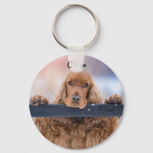 Chaveiro Cachorro Fluffy Brown Cocker Spaniel Personalizado