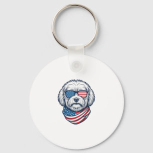 Chaveiro Cachorro Fofinho Patriótico Ilustração Vetorial_1