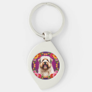 Chaveiro Cachorro Fofo Adorável com Flores
