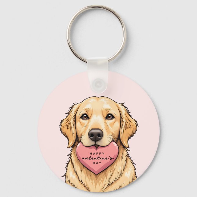 Chaveiro Cachorro Fofo com Coração Feliz Dia dos Namorados (Frente)