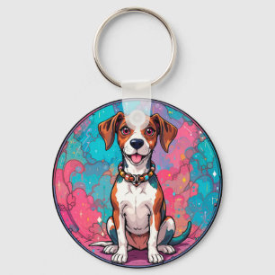 Chaveiro Cachorro Fofo Com uma Coleira Colorida