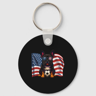 Chaveiro Cachorro francês Fofo Camisa Patriótica Bandeira D
