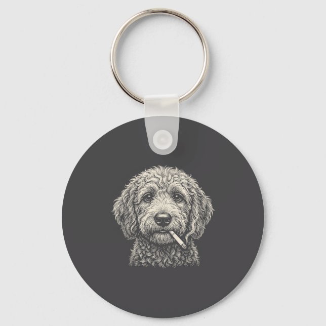 Chaveiro Cachorro Fumando Cigarro Golden Doodle (Frente)