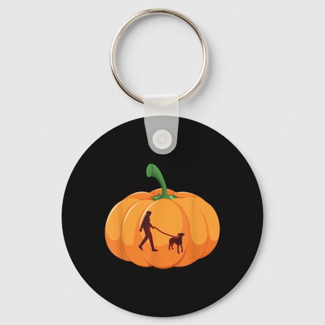 Chaveiro Cachorro Galgo Andando Abóbora de Halloween Cachor (Frente)