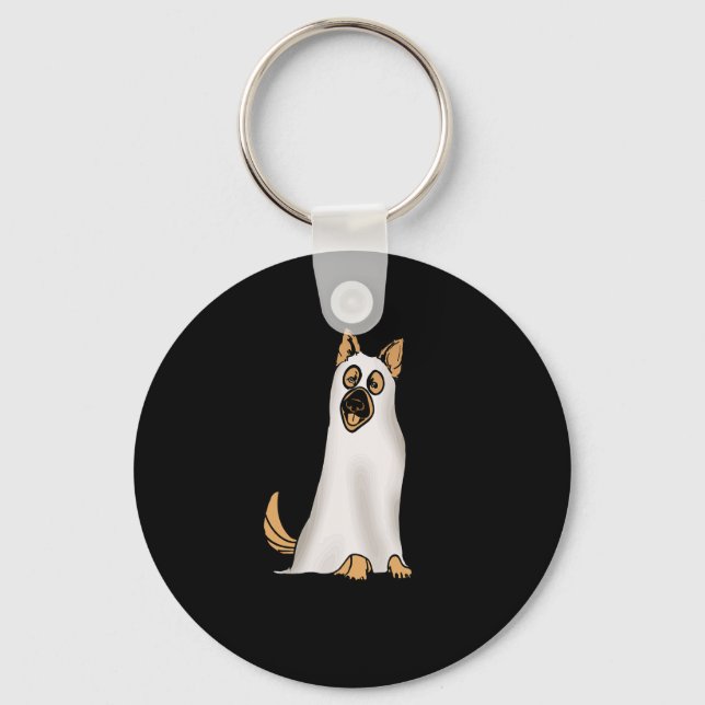 Chaveiro Cachorro german shepherd Vestindo Fantasma Engraça (Frente)