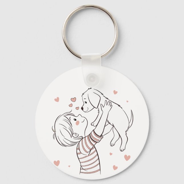 Chaveiro Cachorro giro com animação infantil feliz (Frente)