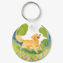 Cachorro Golden Retriever Feliz | Cartão de Aquare