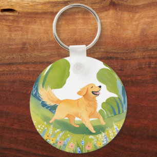 Chaveiro Cachorro Golden Retriever Feliz   Cartão Leve de A