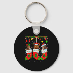 Chaveiro Cachorro Goldendoodle em Meias de Natal Cachorro d