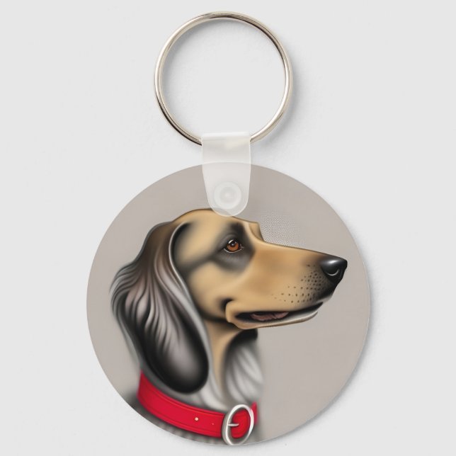 Chaveiro Cachorro Gracioso com Coleira Vermelha Posado de L (Frente)