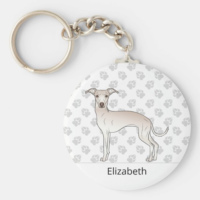 Chaveiro Cachorro Italiano Greyhound Fofo Com Nome Personal (Frente)