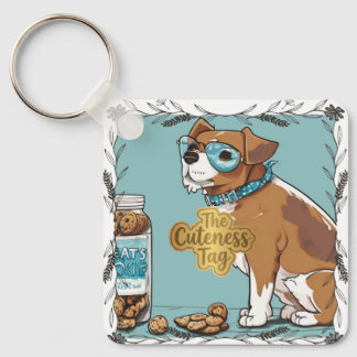 Chaveiro Cachorro Legal com Óculos e Pote de Biscoitos em M