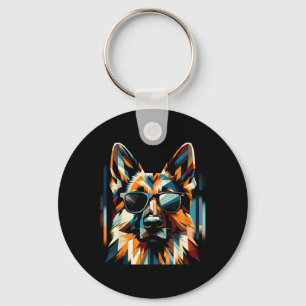 Chaveiro Cachorro legal Cubismo Estilo de Arte Cristã