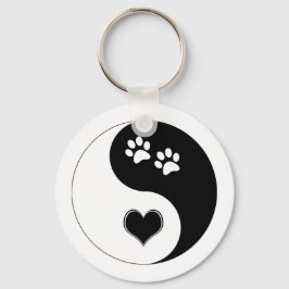 Chaveiro Cachorro Lover Yin Yang Heart and Paw Prints