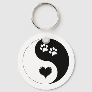 Chaveiro Cachorro Lover Yin Yang Heart and Paw Prints