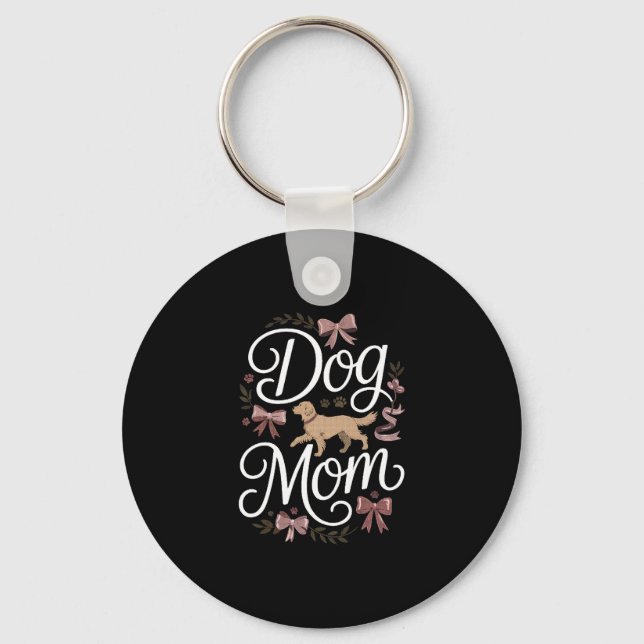 Chaveiro Cachorro Mãe Elegante Ouro de Retriever de Design  (Frente)