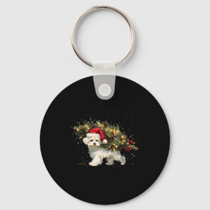 Chaveiro Cachorro maltês fofo em uma árvore de Natal para h