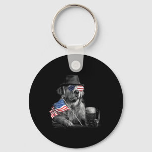 Chaveiro Cachorro Pai Retriever Dourado Bandeira Patriótica