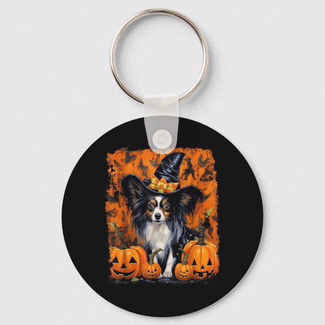 Chaveiro Cachorro Papillon Halloween (Frente)