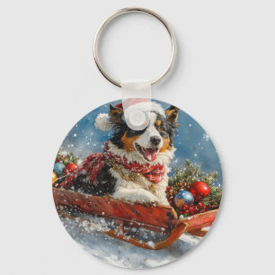 Chaveiro Cachorro-pastor australiano no Natal de Sledge