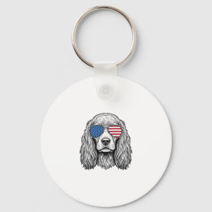 Chaveiro Cachorro Patriótico com Óculos de Sol de Bandeira 