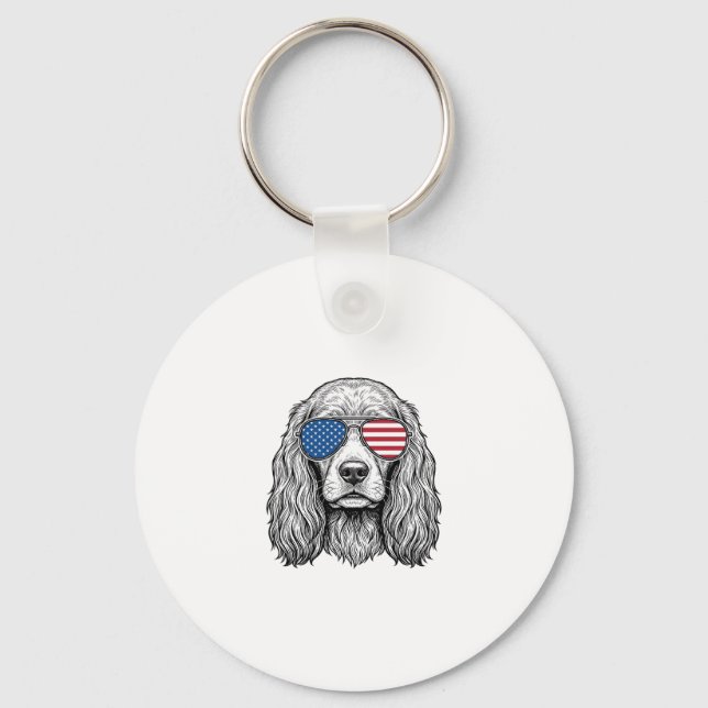 Chaveiro Cachorro Patriótico com Óculos de Sol de Bandeira  (Frente)