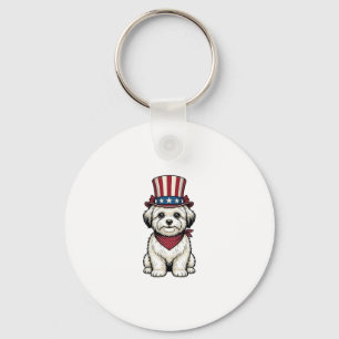 Chaveiro Cachorro Patriótico Desenho Vetorial de Gravura Vi