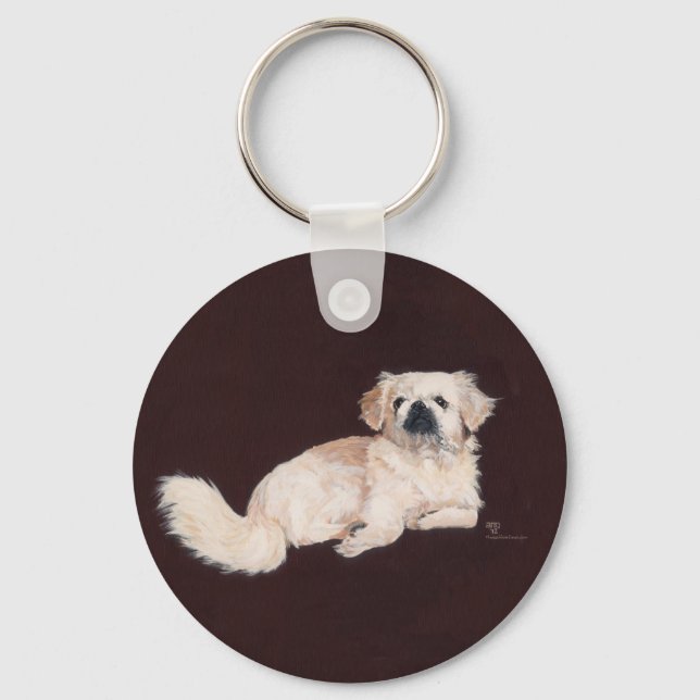 Chaveiro Cachorro Pequinês Branco (Frente)