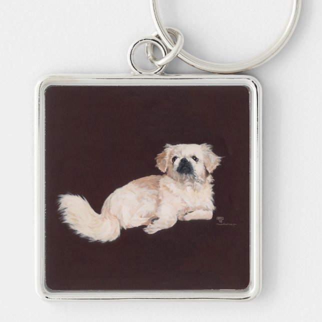 Chaveiro Cachorro Pequinês Branco (Frente)