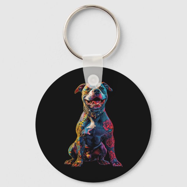 Chaveiro Cachorro Pitbull Tatuado Cachorro Pitbull Cachorro (Frente)