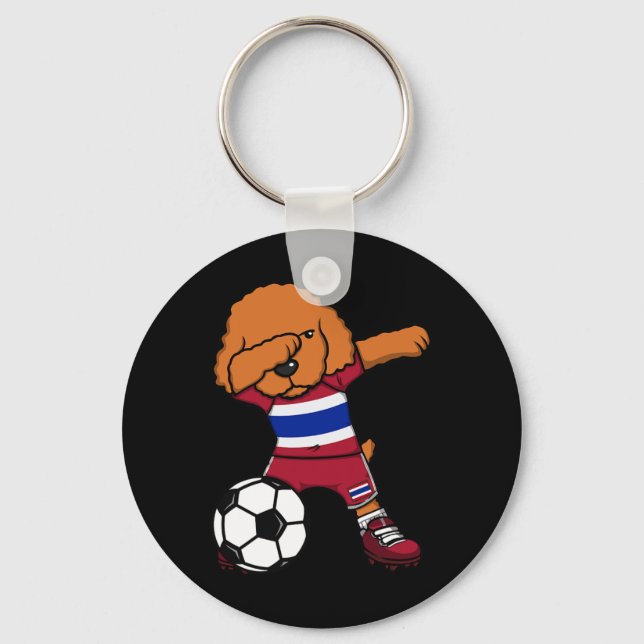 Chaveiro Cachorro Poodle Dabbing Camisa de Fã de Futebol da (Frente)