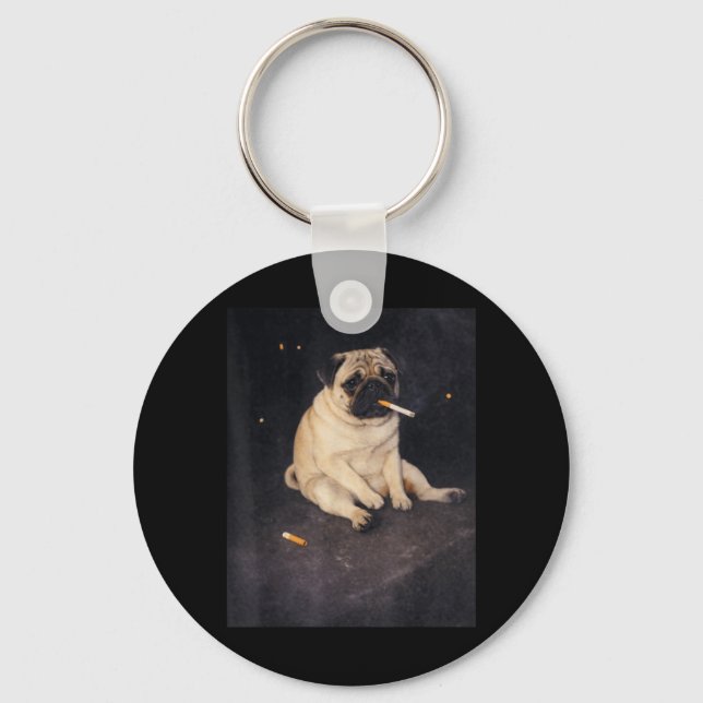 Chaveiro Cachorro Pug Engraçado Fumando Meme Cigarro Rua Me (Frente)