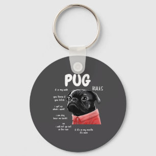 Chaveiro Cachorro Pug Preto Engraçado Kawaii Bonito Domina