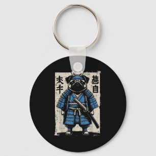Chaveiro Cachorro Pug Samurai Engraçados Homens De Arte Jap
