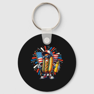 Chaveiro Cachorro Quente Americano Bandeira Dos EUA 4 De Ju